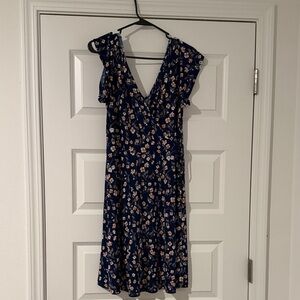 Kaileigh Navy Floral Midi Dress